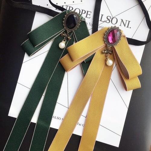 New Fashion Woman & Man Brooches Long Ribbon Big Bowknot Shirts Bow Tie Pins Collar Accessories Fashion Jewelry