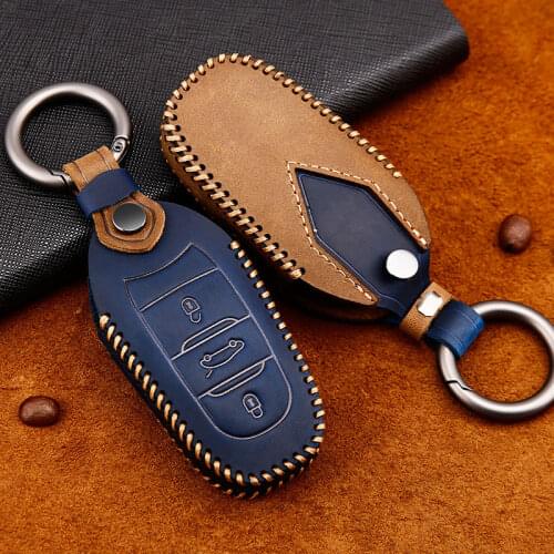 New Leather Car Key Case Cover For Peugeot 3008 208 308 RCZ 508 408 2008 407 307 4008 5008 DS3 DS5 DS6 For Citroen C4 C5 X7 2018