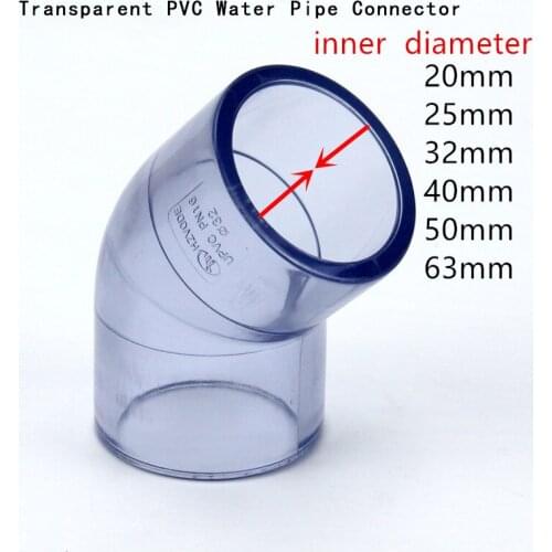 Transparent PVC Water Pipe Connector UPVC Elbow Joints Aquarium Fish Tank DIY Tools Garden Irrigation Water Pipe Connectors 1Pcs