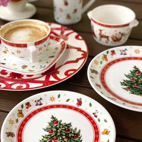 Christmas Toy Joy High Temperature Ceramic Festival Western Food Plate/Coffee Cup Bowl