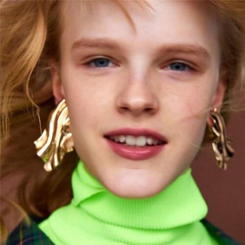 Punk Irregular Geometric Statement Dangle Earrings for Girls 8 Colors Fold Material Leaf Shape Wholesale Ear Accessories ET691