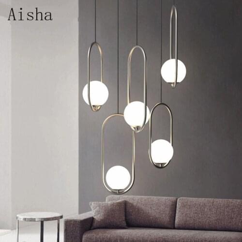 Nordic Glass Ball Chandelier Modern LED Living Room Chandelier Gold/Black/Silver Pendant Light Dinning Room Lights Led Lighting