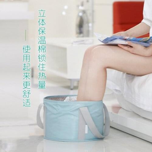 Foldable bucket foot soaking bag portable water bucket thermal insulation laundry basin thickened travel travel foot washing bag
