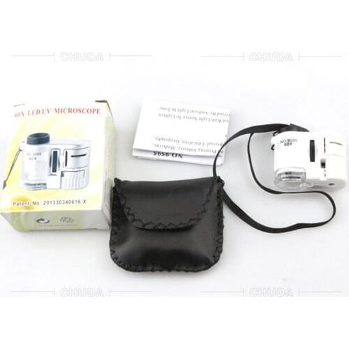 LED light purple light 60x microscope 60X zoom microscope magnify lens Bright LED light acrylic optical lens 1 pcs