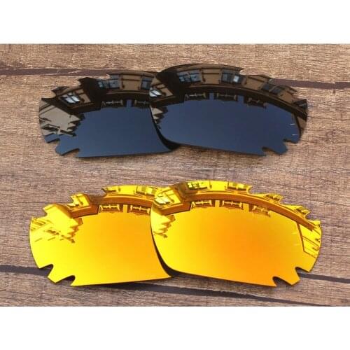 Vonxyz 2 Pairs Stealth Black & Ruby Mirror Polycarbonate Replacement Lenses for-Oakley Jawbone Vented Frame