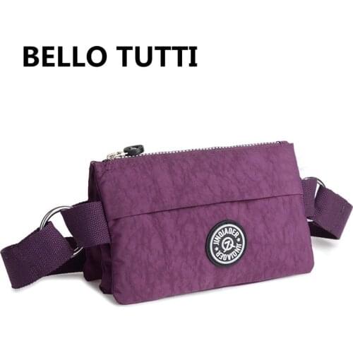 BELLO TUTTI 2021New Women Running Sport Waist Bag Outdoor Fashion Waterproof Nylon Shoulder Bag Casual Change Phone Money Wallet