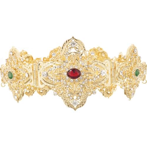 Arab Fashion Belt Moroccan Women Metal Jewelry Chain Gold Luxury Bride Waist Chain Rhinoceros Robe Belt Arab Women Body Jewelry