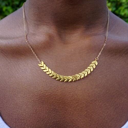 New Simple Gold Silver Color Chain Leaf Choker Necklace For Women Chocker Necklaces collar collier femme bijoux ketting