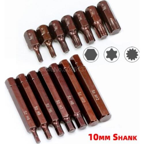 1PC 10MM Hex Shank Screwdriver Magnetic Torx Security Bits With Hole For Electric Drill Hand Tool Spline Bit Set Hexagon Socket