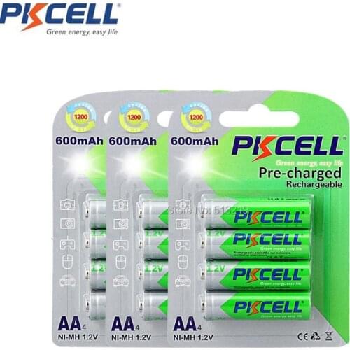 12Pieces NIMH AA 600mAh Battery 1.2V Low Self-discharge LSD Rechargeable For Home TV Remote Control,Children Toys