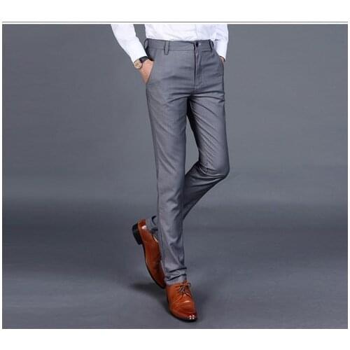 2019 Fashion Tailored Made Mens Slim Fit Suit Pants High Quality Men Casual Trousers Business Formal Male Pants
