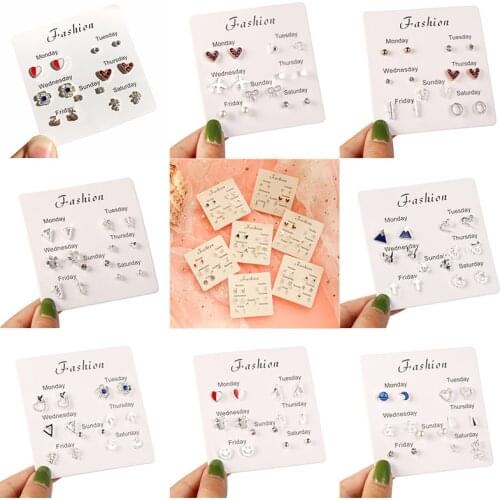 2020 Mixed Small Fashion Crystal Rhinestone Heart Stud Earrings For Women Girls Cute Lovely Bridal Party Jewelry Gift