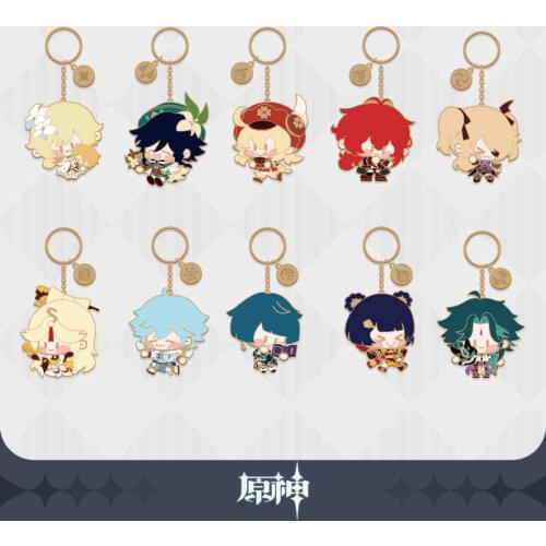 2021Anime Genshin Impact Mondstadt Liyue Harbor Barbara Keqing Lisa Keychain Cosplay Cartoon Itabag Pendant Key rings Xmas Gifts