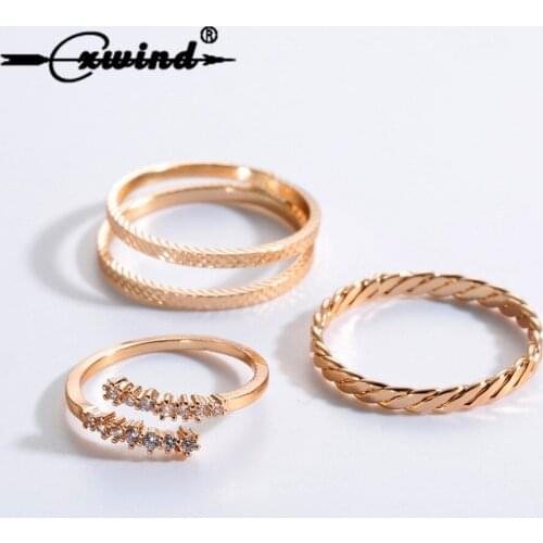 3Pcs/Set Unique Tiny Rings Sets Punk Gold Color Knuckle Rings for women Finger Around Ring Set Best Gift 2018 Fashion Jewelry