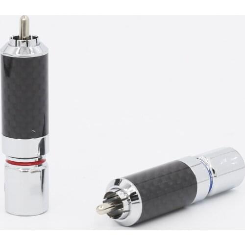 4Pieces Hi-End rhodium plated Carbon Fiber RCA Plug Connector
