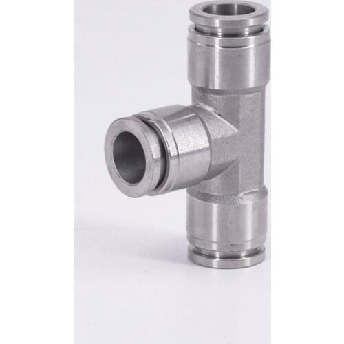 4 6 8 10 12 14 16mm Tee 3 Way Spliter Pneumatic 304 Stainless Steel Push In Quick Connector Release Air Fitting Homebrew