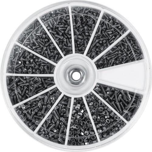 600pcs 12 Kinds of Small Screws Nuts Assortment Kit M1 M1.2 M1.4 M1.6 for Watches Glassess Small Screw Box