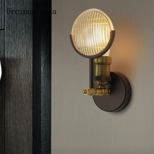 American retro wall lamp living room corridor bedroom bedside lamp industrial wind creative personality glass wall lamp