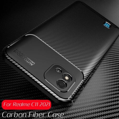 For realme c11 2021 Case matte carbon fiber soft case For Oppo realme c 11 c11 2021 realmec11 6.52'' silicone shockproof coque