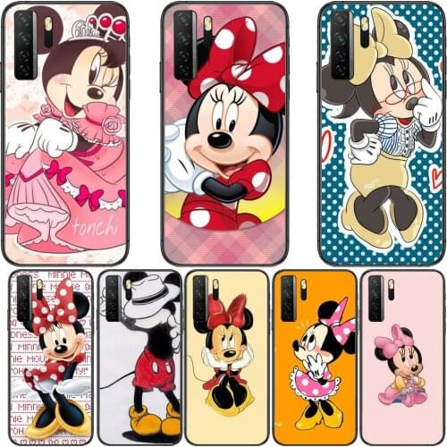 Minnie Shy Mouse Black Soft Cover The Pooh For Huawei Nova 8 7 6 SE 5T 7i 5i 5Z 5 4 4E 3 3i 3E 2i Pro Phone Case cases