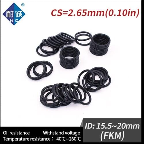 5PCS/lot fluoro rubber Ring Black FKM O ring Seals Thickness 2.65mm ID15.5/16/17/18/19/20mm ORing Washer