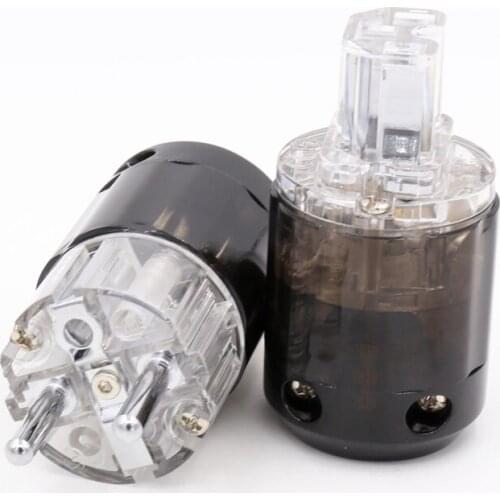 Hifi audio X 1 pair Hifi audio Transparent Rhodium plated P-004E EUR schuko power cable plug Extension adapter
