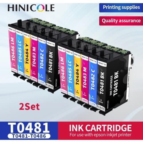 HINICOLE T0481-T0486 ink cartridges With ARC chip for Epson Stylus Photo R200 R300 R300M R320 R340 RX500 RX600 RX620 Full ink