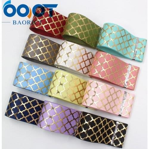 OOOT BAORJCT I-19814-1927,38mm,10yards Solid color geometric hot stamping grosgrain Ribbons,bow cap DIY accessories decorations