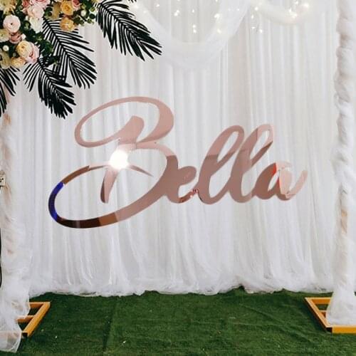 Custom Rose Gold Name Sign Personalized Acrylic Name Wedding Signs Babyshower Party Decor Backdrop Hanger