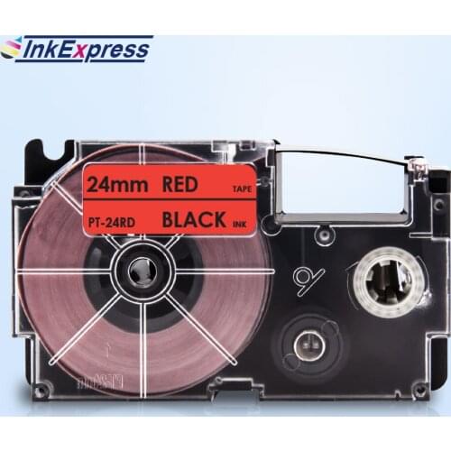 InkExpress 24mm Tape For CASIO XR-24RD XR 24RD Label Tape Black on Red Printer Ribbon Tape For CASIO Label Maker KL-E300 KL-H50