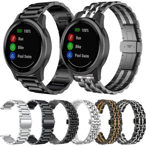 Classic Metal stainless steel Band For Garmin Active Strap for Garmin vivoactive 4 venu & vivoactive 3 Bracelet Watchbands
