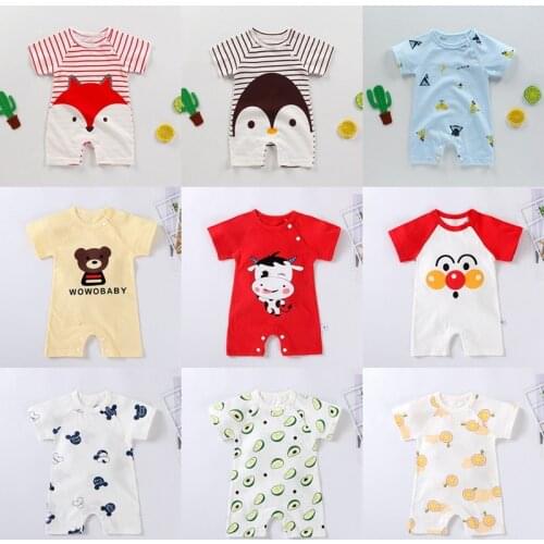 Unisex Rompers High Quality Baby Short Sleeved Jumpsuit Cotton Clothes O-neck Newborn Boys Girls Playsuit Baby Clothing Summer