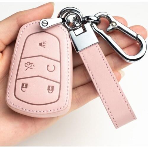 Leather Car Key Cover Case For Cadillac Escalade CTS XTS ATS ATS-L XLS SRX 2015 4/5/6 Button 28T CTS-V XT5 CT6 Protect Shell