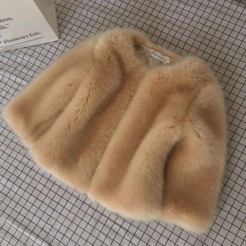 Children Faux Fur Coat Baby Round Collar Thicken Warm Jacket Girls Overcoat 2020 Winter Kids Girls Casual Clothing Outwear W956