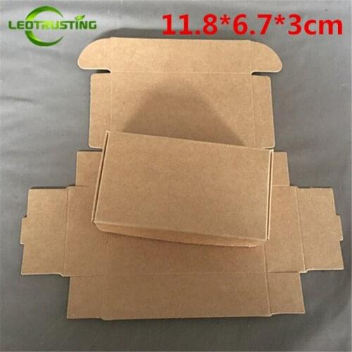Leotrusting 50pcs 11.8*6.7*3cm Brown Kraft Paper Box Natural Kraft Paper Gift Packaging Box Handmade Candy Paper Cardboard Box