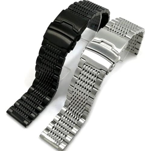 20mm 22mm 24mm Metal Watch Band Bracelet Solid Polished Stainless Steel Watch Band Bracelet Parts Watchmaker Accessories