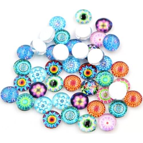 New Fashion Hot Sale 50pcs 8mm and 10mm 12mm 16mm Mixed Flower Handmade Photo Glass Cabochons
