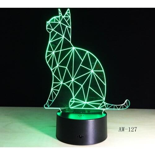 New Style 3D Cat Animal Model Lamp LED Night Light Acrylic Lamparas Atmosphere Lamp Friends Kids Birthday Gift AW-127