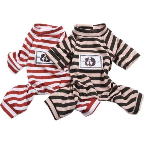 New Dog Cat JumpSuit Pajamas Knited Soft Pet Puppy Striped Tracksuit T-Shirt 5 Sizes 2 Colours