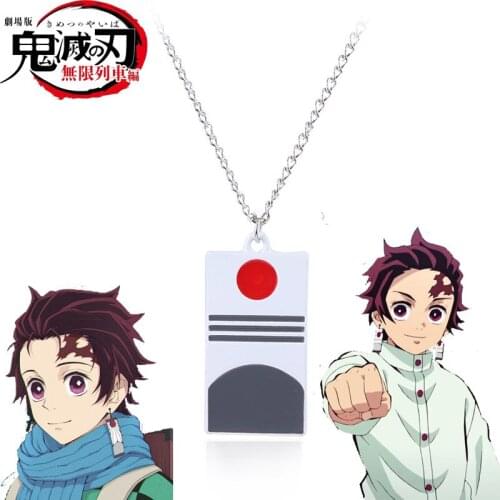 Demon Slayer Kimetsu no Yaiba Necklace Kamado Tanjirou Choker Pendant Necklace Women Girl Cosplay Jewelry Gift