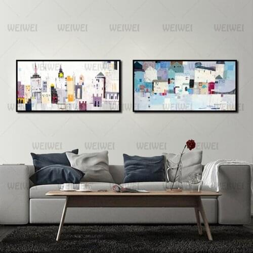 Poster Abstract Drawing Various Houses In Cities and Towns Wall Art Canvas Painting Home Decoration Prints for Living Room