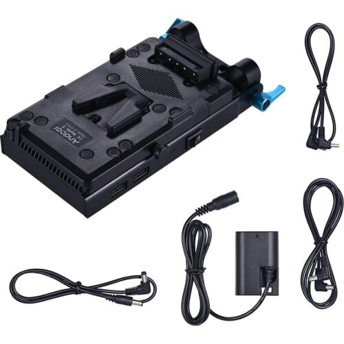 Andoer V Mount V-lock Battery Plate Adapter for BMCC BMPCC Canon 5D2/5D3/5D4/80D/6D2/7D2 with Dummy Battery Adapter