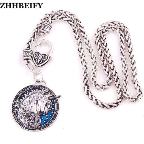 UNICORN Pendant Medieval Unicorn Magick Love Amulet charm Leather chain Pendant wheat bracelet Necklace