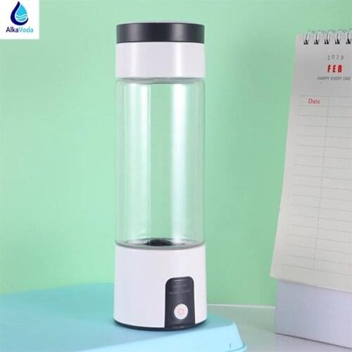 AlkaVoda SPE/PEM Portable Hydrogen Generator Water Bottle Electrolysis H2 Ionizer Flask Tritan CUP Self-Clean USB Rechargeable
