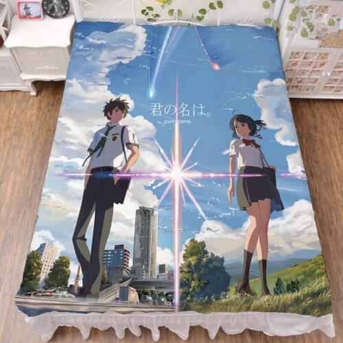 Anime Your name character sexy girl Tachibana Taki Miyamizu Mitsuha bed milk fiber sheet & flannel blanket summer quilt 150x200