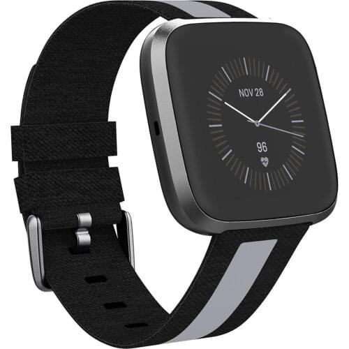 Durable Canvas Watch Strap Replacement Watch Band Sport Bracelet for Fitbit Versa/Versa 2/Versa Lite Smart Watch Parts