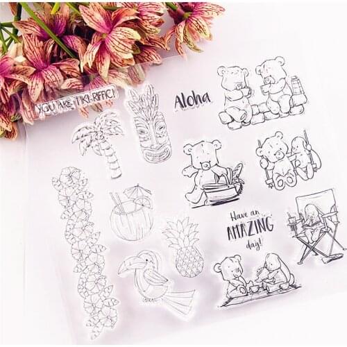 17x15cm Forest teddy bear Transparent Silicone Rubber Clear Stamps cartoon Scrapbooking/DIY Easter Childrens toys album
