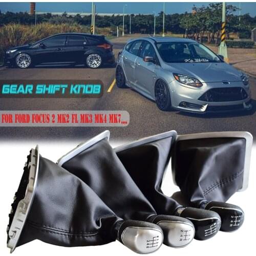 5 Speed 6 Speed Gear Shifter Knob Lever For Ford Focus 2 MK2 FL C-MAX 2006-2011 MK3 MK4 MK7 Galaxy With Leather Dustproof Cover