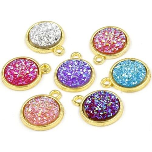 Handmade 12mm Sparkle Crystal Cluster Resin Molds Flat Round Resin Gem Earrings Epoxy Resin Mold Jewelry Making Tools W0YA