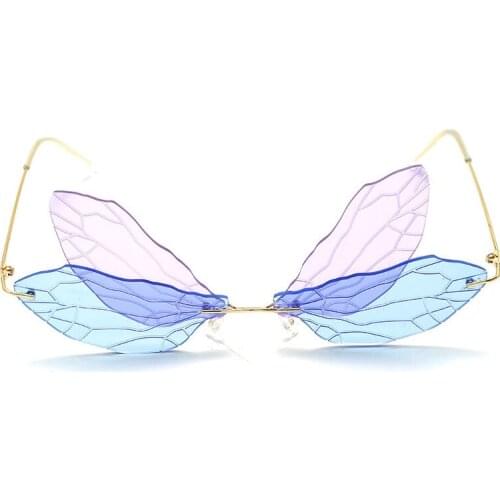 Veshion Butterfly Frameless Luxury Sunglasses Men Women Fashion Shades UV400 Vintage Glasses